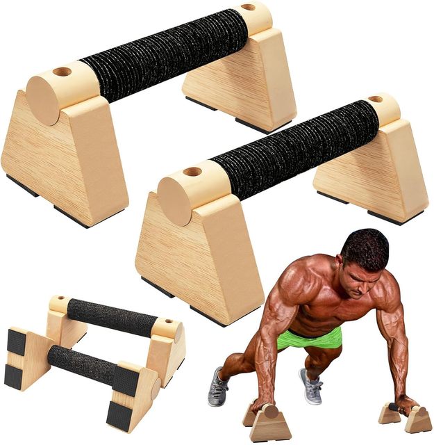 Wood Parallettes bar Fitness Strength Training Equipment Push up Handle Wooden Balance Handstand Blocks