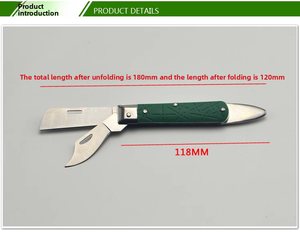 Couteau pliant pour greffage, acier inoxydable, manche en plastique, coupe-ramures pour semis de jardin, lame pour pépinière, outil d'élagage K5134N - Product Image 6