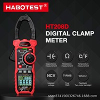 Multimeter Digital Clamp Presisi Tinggi Habotest Ht208A/D AC DC Meter Lintas Batas untuk Mengukur Arus, Resistansi, dan Temperatur
