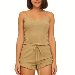 ชุดกางเกงขาสั้นคามิริบบิ้นแต่งระบายสำหรับผู้หญิง - ชุดนอนลำลอง 2 ชิ้น ชุดนอนแฟชั่น - Product Image 3