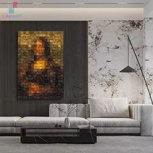 ユニアート 3D ウォールアート ポップアート モダン モナリザ 木製モザイク絵画 アート リビングルーム ポーチ 廊下 装飾絵画 - Product Image 6