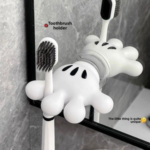 Bonito soporte de plástico con forma de palma para cepillos de dientes con ventosa, organizador de baño y aseo, adorno de almacenamiento sin perforaciones - Product Image 2