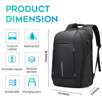 Mochila Antirrobo para Portátil de 15 Pulgadas con Logotipo Personalizado para Hombre, Adecuada para Viajes de Negocios, Multifuncional y Moderna