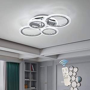 Lámpara de techo moderna de 58W, luz LED empotrada regulable, 4 anillos, colgante de techo acrílico, para sala de estar y comedor - Product Image 6