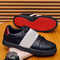 Chaussures de skate décontractées en cuir véritable avec semelle rouge, design personnalisable, logo, style marche et course, avec baskets pour hommes