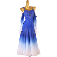 Robe de concours de danse de salon moderne haut de gamme Q399 en polyester/rayonne pour adultes, grande jupe évasée
