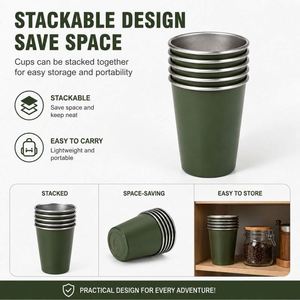 Taza Apilable de Acero Inoxidable de 350ml/500ml (12oz/17oz) para Promoción, con Logotipo Personalizado, de Pared Simple, para Camping, Venta al Por Mayor - Product Image 4
