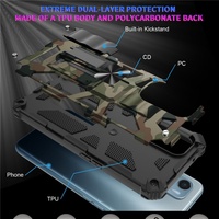 Camouflage Motif Armure Béquille Mobile Téléphone étui pour samsung A36 A56 A15 A06 A16 Housse De Protection S25 S24 S23 FE Ultra Plus
