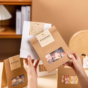 Tùy chỉnh in thương hiệu Snack <span class=keywords><strong>Cookie</strong></span> bao bì giấy kraft túi bánh mì cá nhân với cửa sổ rõ ràng - Product Image 4
