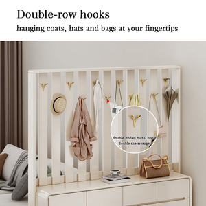Mueble de Entrada Moderno y Minimalista Estilo Crema con Ganchos para Abrigos, Gran Capacidad, Multifuncional, Ecológico, <span class=keywords><strong>Zapatero</strong></span> de Madera - Product Image 3