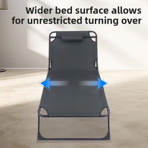 <span class=keywords><strong>Lit</strong></span> de camp pliant portable en tissu Oxford rayé avec cadre en acier pour camping extérieur, chambre ou bureau individuel - Product Image 2