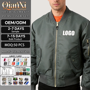 Chaqueta Bomber <span class=keywords><strong>MA-1</strong></span> Personalizada para Hombre, Chaqueta de Piloto 100% Nailon con Cremallera Bordada, Proveedor de Fábrica de Ropa de Trabajo - Product Image 1