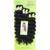 KEMY HAIR 4+1 Bundles de Cheveux Naturels avec Closure Ondulée et Profonde Cheveux Humains Vierges Mixte Fibre de Qualité Supérieure Multi-Pack pour Femmes