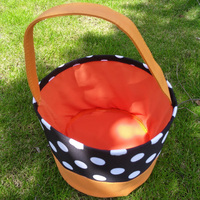 Sac fourre-tout en tissu polyester recyclable pour bonbons d'Halloween, motif citrouille, chauve-souris et squelette, noir et orange