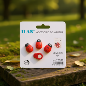 Accessorio per scarabeo in legno Ilan, adesivo da 25 mm, 4 pezzi - Product Image 3