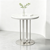 Table d'appoint moderne ronde à motif marbre avec support métallique pour canapé, salon, chambre à coucher, meubles d'intérieur