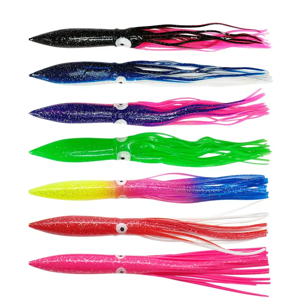 SEASKY 30cm 1oz Soft Plastic Lure Tuna Fishing Saltwater Jigging Squid Skirt