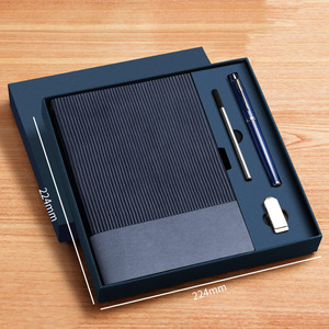 Tùy Chỉnh Mang Nhãn Hiệu Logo Da Đen Softcover Máy Tính Xách Tay Tạp Chí Cho Quà Tặng Bán Buôn Khuyến Mại Sang Trọng Nhật Ký Bút USB Hộp Trường Hợp Phù Hợp Với - Product Image 2