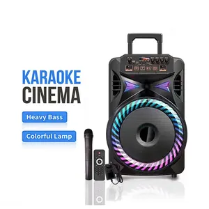 SX-1205 12 Inch Karaoke Circle Amplified Speaker Wireless Woofer Speaker Mic Remote Control Color Led Outdoor Tws Party Trolley