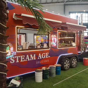 Stainless Steel Towed Ice Cream Snack Cart Night Market Fast Food Vending Stall Mobile <b>Kitchen</b> 4-Wheel 10ft Length Built-<b>In</b> - Product Image 2