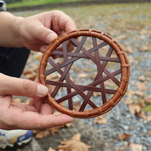 Handmade Bamboo <b>Teapot</b> Mat Round 15cm Heat Insulation Pad Traditional Chinese Tea <b>Set</b> Accessory - Product Image 1