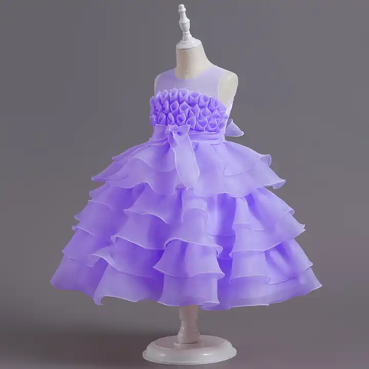 Rewenti Children Dress Girl Puff Sleeve Princess Dress Long Sequin Dress  Canonicals Purple 7-8 Years - Walmart.com