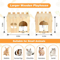 Maison pour animaux de compagnie en bois naturel, écologique, durable et résistante aux morsures pour les hamsters, les petits animaux et les lapins