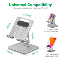 Support de tablette et de téléphone portable ergonomique pliable, réglable en hauteur, en aluminium, portable, réglable