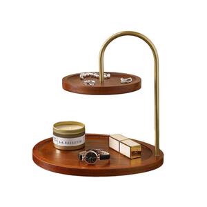 Présentoir de rangement mobile double couche en bambou pour bijoux et clés, plateau d'entrée pour lunettes de soleil - Product Image 1