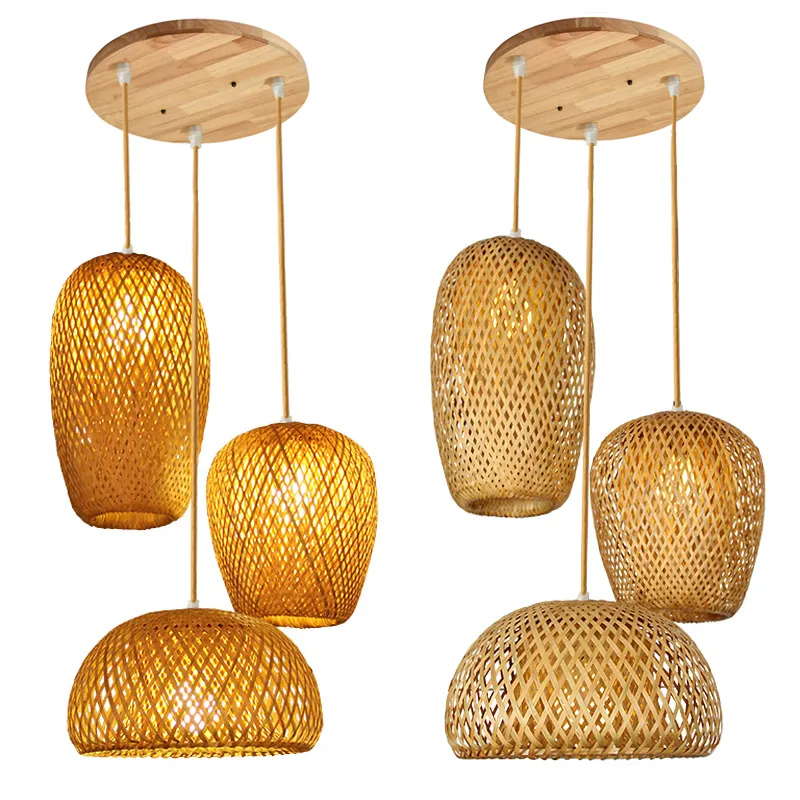 Chinese Hand Knitted Pendant Lights Weaving Hanging Lamp Garden Restaurant Home Decor Lighting Fixtures