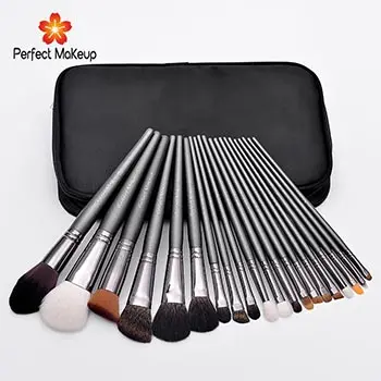 BUEYA 20 PCS Makeup Brush Kits Wooden Handle Cosmetic Powder Foundation Concealer Blush Eyeshadow Eyeliner Eyebrow Brushes