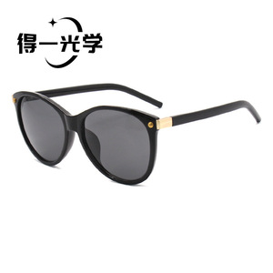 Women's Round Frame <b>Sunglasses</b> Black PC UV400 Protection Type 3 Sunshades - Product Image 1