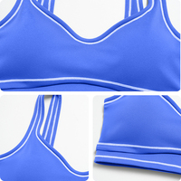 Ensemble de leggings de yoga sans couture respirants avec soutien-gorge de sport dos nu à bordure contrastante et pantalon de sport rehausseur de fessiers extensible dans les quatre sens – Vente en gros