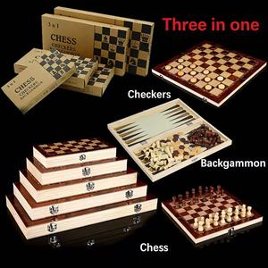 Three-in-one Wooden Chess Foldable Portable Educational Chess Game Strategy Cross-border <strong>Children's</strong> Adult Educational Toys - Product Image 1