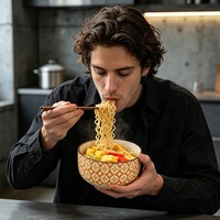 Nouveau récipient de conservation alimentaire portable de style nordique, compatible micro-ondes, bol en céramique hermétique avec couvercle à vapeur pour le déjeuner et le bento