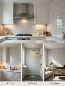 Azulejos Zellige Marroquíes Hechos a Mano, 4x4 Pulgadas, Blancos, 10x10cm, Azulejos Personalizados para Cocina, Baño, Paredes, Terracota Artesanal - Product Image 3