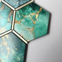 Ubin dinding seni mosaik aluminium kustom hijau Modern, untuk kamar mandi dapur Backsplash Hotel Villa dekorasi dinding Interior rumah