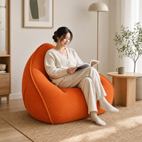 Fauteuil d'appoint paresseux en gros, livré en boîte avec rembourrage inclus, moderne, orange, dossier haut, fournisseur chinois pour espace de lecture intérieur