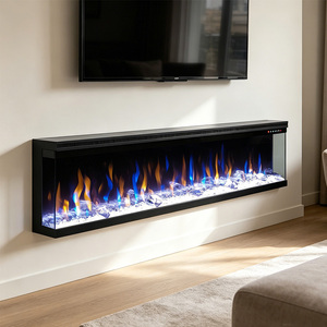 Cheminée électrique murale <span class=keywords><strong>panoramique</strong></span> moderne à 3 faces avec chauffage intégré pour salon - Product Image 3