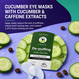 Patchs Oculaires Rafraîchissants au Concombre ODM, à la Caféine, Anti-Poches, Éliminent la Matité, Raffermissent la Peau des Yeux, Masque Hydrogel 96% Naturel - Product Image 2
