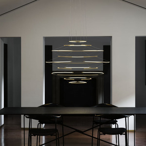 Nemo Drop 9 Chandelier Black Round LED Pendant <b>Light</b> <b>Remote</b> <b>Control</b> For Living And Dining Rooms - Product Image 2