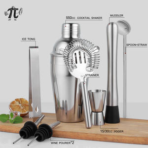 من المصنع مباشرة 8 قطع 18 أونصة مرآة من الفولاذ المقاوم للصدأ طقم شاكر كوكاتيل حديث طقم أدوات أدوات باروير متينة وصديقّة - Product Image 3
