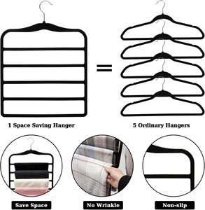 Organisateur de placard <span class=keywords><strong>en</strong></span> velours antidérapant à 5 niveaux pour foulards et jeans, présentoir de magasin, porte-foulards multicouche - Product Image 3