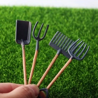 1:12 Dollhouse Set di attrezzi da giardino per bambini-attrezzi da giardinaggio per bambini multicolori rastrello in miniatura, vanga, zappa e rastrello per foglie per bambini