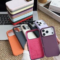 Casing Silikon Cair Warna Polos Sederhana Anti Benturan untuk iPhone 13 14 15 16 17 18 Pro Max, Mendukung Pengisian Daya Nirkabel, Penutup Magnetik