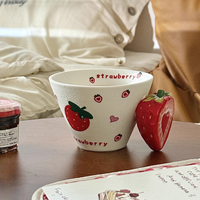 Adorable tasse en céramique avec imprimés fraise et fraise 3D-Parfait pour les boissons des enfants et la décoration intérieure