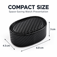 SUIXIN Mini Carbon Pattern PU Leather Recycled Materials Oval Watch Display Cushion Watch Winder Holder Buckle Closure