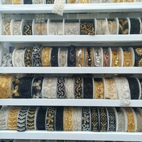 Mode mode or Floral brodé dentelle garniture Sequin perlé maille bordure dentelle passementerie pour robe