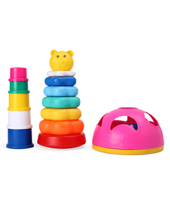 GIRNAR PRE SCHOOL SET This set has 3 educational toys namely shape sorter, <b>stacking</b> <b>rings</b> and build up beaker. - Product Image 5