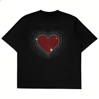 Vente en gros usine : Transfert thermocollant de strass cœur étincelant pour la Saint-Valentin, pour T-shirt